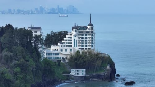 Tsikhisdziri, Georgia - May 8 2022: Aerial view of Castello Mare Hotel