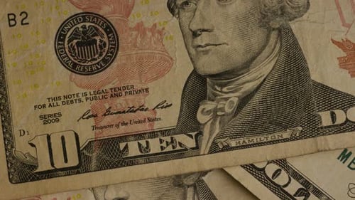 Rotating shot of American money (currency) - MONEY 498
