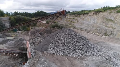 Open Pit Rock Quarry Aerial Shot in Daytime