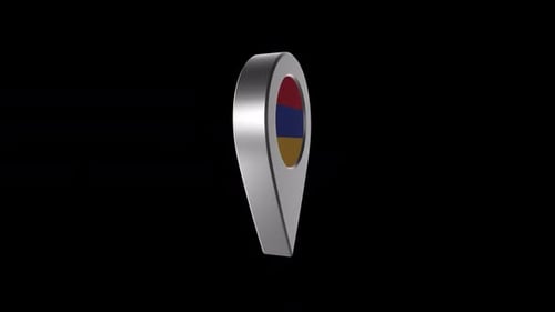 Rotating 3D Location Pin with Armenia Flag