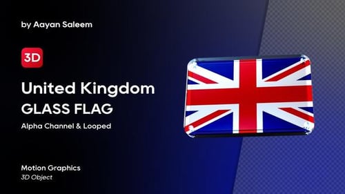 United Kingdom Flag 3D Glossy Badge Rotating Animation