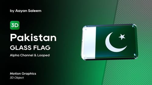 Rotating 3D Glossy Pakistan Flag Emblem