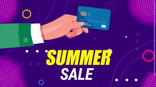 Flat Design Hand Holding Credit Card for Summer Sale