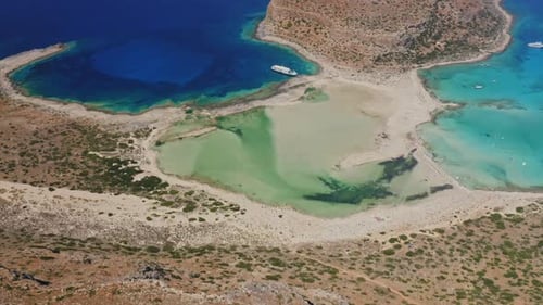 Majestic Aerial Shot of Balos Lagoon Scenery with Azure Blue Water