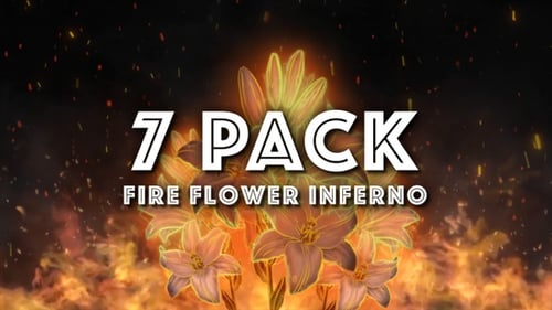 Fiery Floral Neon Glow with Sparks Animation