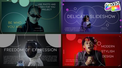 Modern Circle Slideshow with Elegant Text and Dynamic Lines