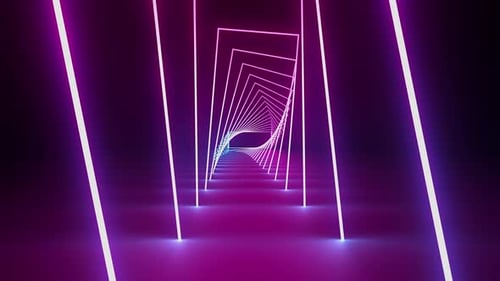 Futuristischer Neonlichtrahmen rotierend