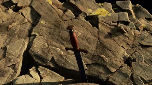 Espada Excalibur en Rocky Stone al atardecer
