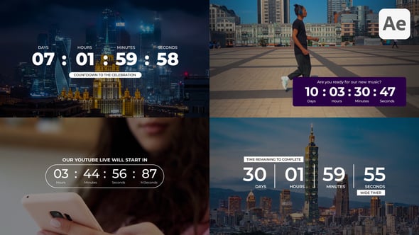 Simple Wide Countdown Timers, Elements ft. clock & calendar - Envato