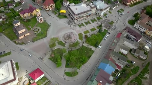 Aerial view of town of Halych, old Ukrainian capital in Ivano-Frankivsk region, Ukraine.