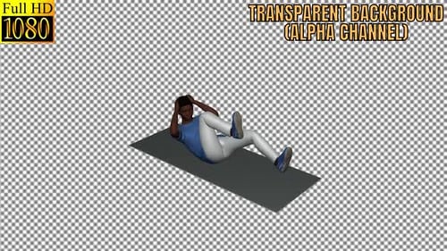 Animated Male Character Performing Fitness Exercises with Alpha Channel