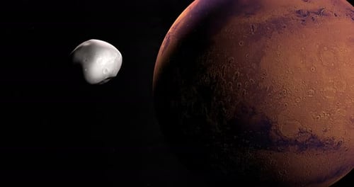 Deimos kreist um den Marsplaneten