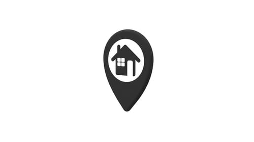Animated 3D Map Pin with Home House Icon