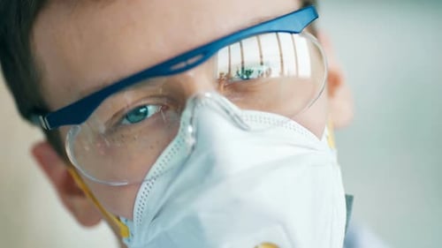 Close Up of Medical Worker Wearing Safety Gear