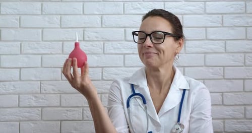 Medical work with enema.