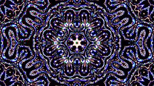 Abstract Neon Glowing Kaleidoscope Loop Background
