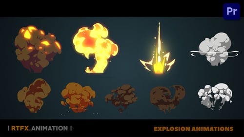 Dynamic 2D Cartoon Explosions and Smoke Effects Pack