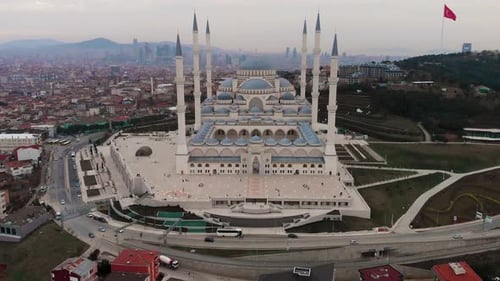 4K Aerial view of Camlica the biggest Mosque in Turkey instanbul 2