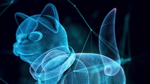 Plastic Toy Cat Hologram Close Up 4k