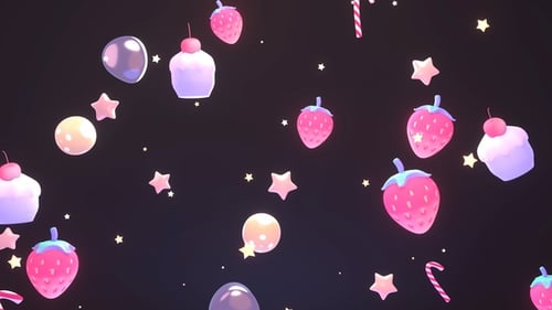 Cute Animated Sweet Treats and Stars Seamless Background Loop