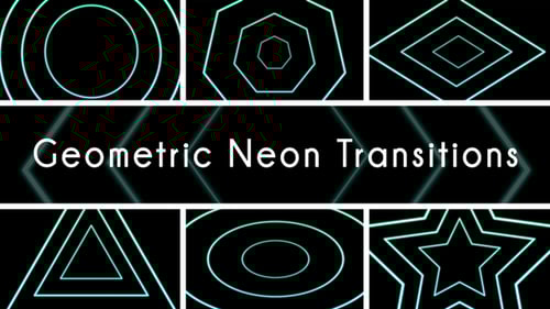 Neon Geometric Shapes Glowing Loop Animation Pack
