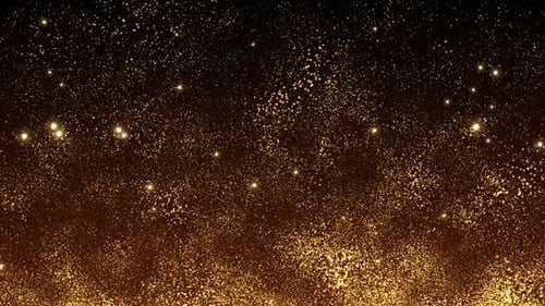 Abstract Golden Glitter Particles Rising Motion Background Overlay