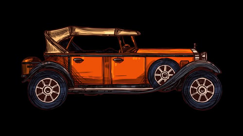 Classic Retro Car Hand Drawn Line Art Animation