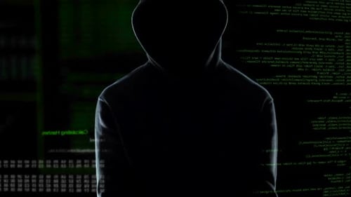 Hooded Hacker Arrested with Handcuffs in Dark Code