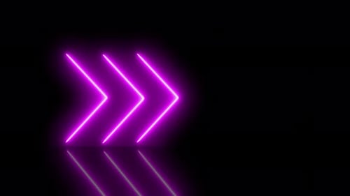 Video animation of glowing neon arrows in magenta