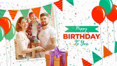 Dynamic Birthday Memories Slideshow with Confetti and Balloons