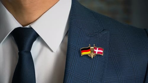 Germany and Denmark Flag Lapel Pin on Suit