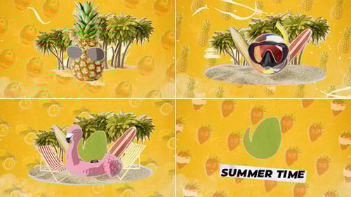 Animated Summer Travel and Tropical Fruits Logo Opener