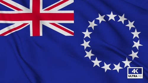 Realistic Cook Islands National Flag Waving Seamless Loop