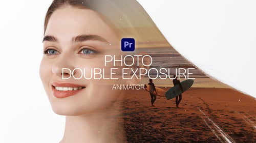 Photo Double Exposure Animator para Premiere Pro - Plantilla de animación fotográfica de doble exposición