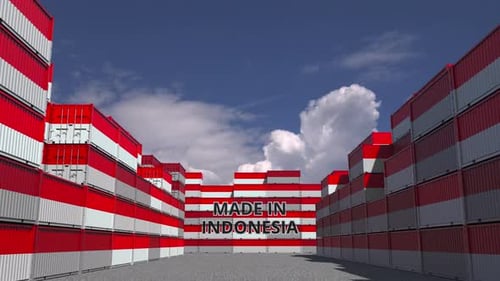 Made In Indonesia Animated Text on Shipping Containers