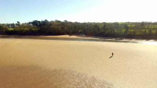 Woman riding horse on a beach
