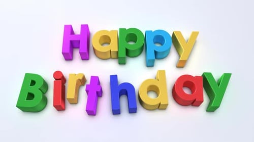 Colorful 3D Happy Birthday Text Reveal Animation