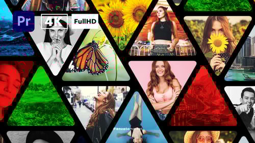 Dynamic Triangle Photo Grid Reveal Intro