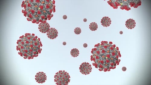 Animated 3D Coronavirus Particles Floating in Medical Background