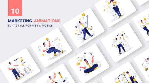 Business Marketing Concept Animations in Flat Design Style