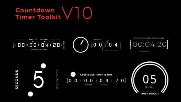 Digital Countdown Timer Toolkit for Modern Motion Graphics, Elements ft ...