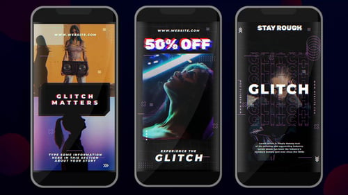 Dynamic Glitch Social Media Stories with Cyberpunk Text Effects