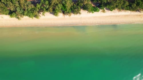 4K aerial view from a drone. coast with turquoise waters and beautiful beaches.