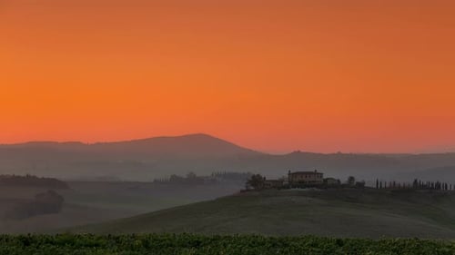 Picturesque Countryside Farmhouse at Glorious Sunrise