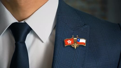 Business Professional with Hong Kong and Chile Lapel Pin