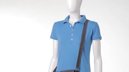 Mannequin Torso Wearing Polo Shirt and Canvas Bag