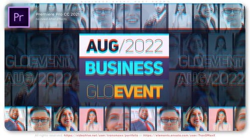 Dynamic Business Event Promo with Glitch Effects and Speaker Spotlights