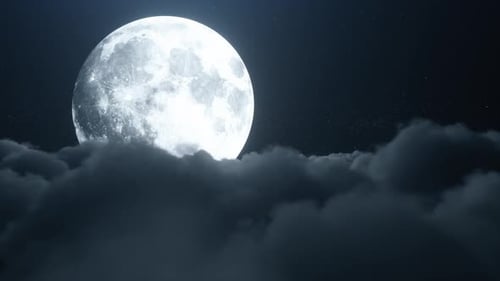 Full Moon Above Night Clouds Cinematic Animation