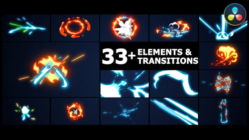 Dynamic Action Cartoon Elements and Transitions Pack
