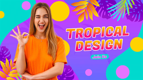 Vibrant Summer Intro with Tropical Leaves and Dynamic Text